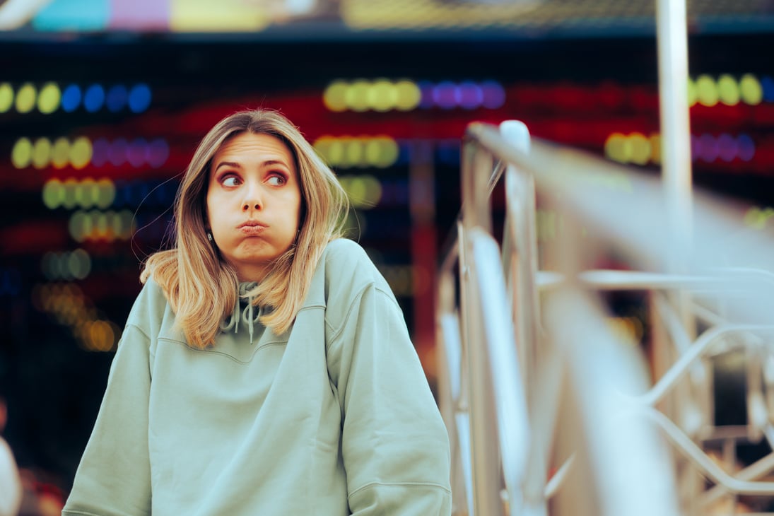 Stressed Woman Shrugging Thinking What to Do